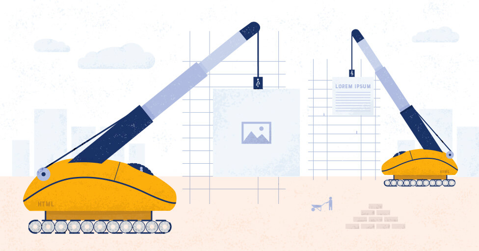 benefits of wireframing, illustration of crane building website