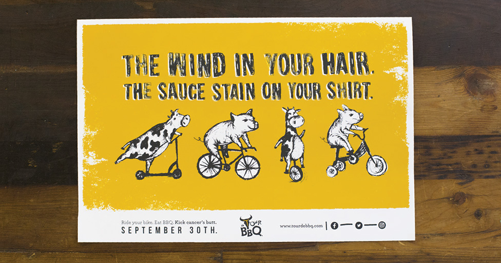 Tour de BBQ 2017 Poster with farm animals riding bicycles