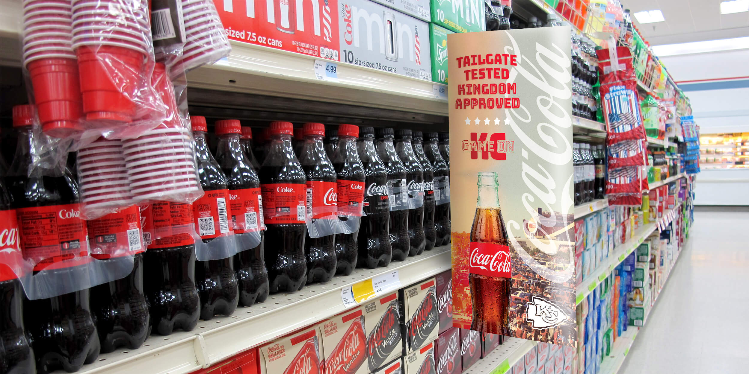 coke design on shelf at supermarket