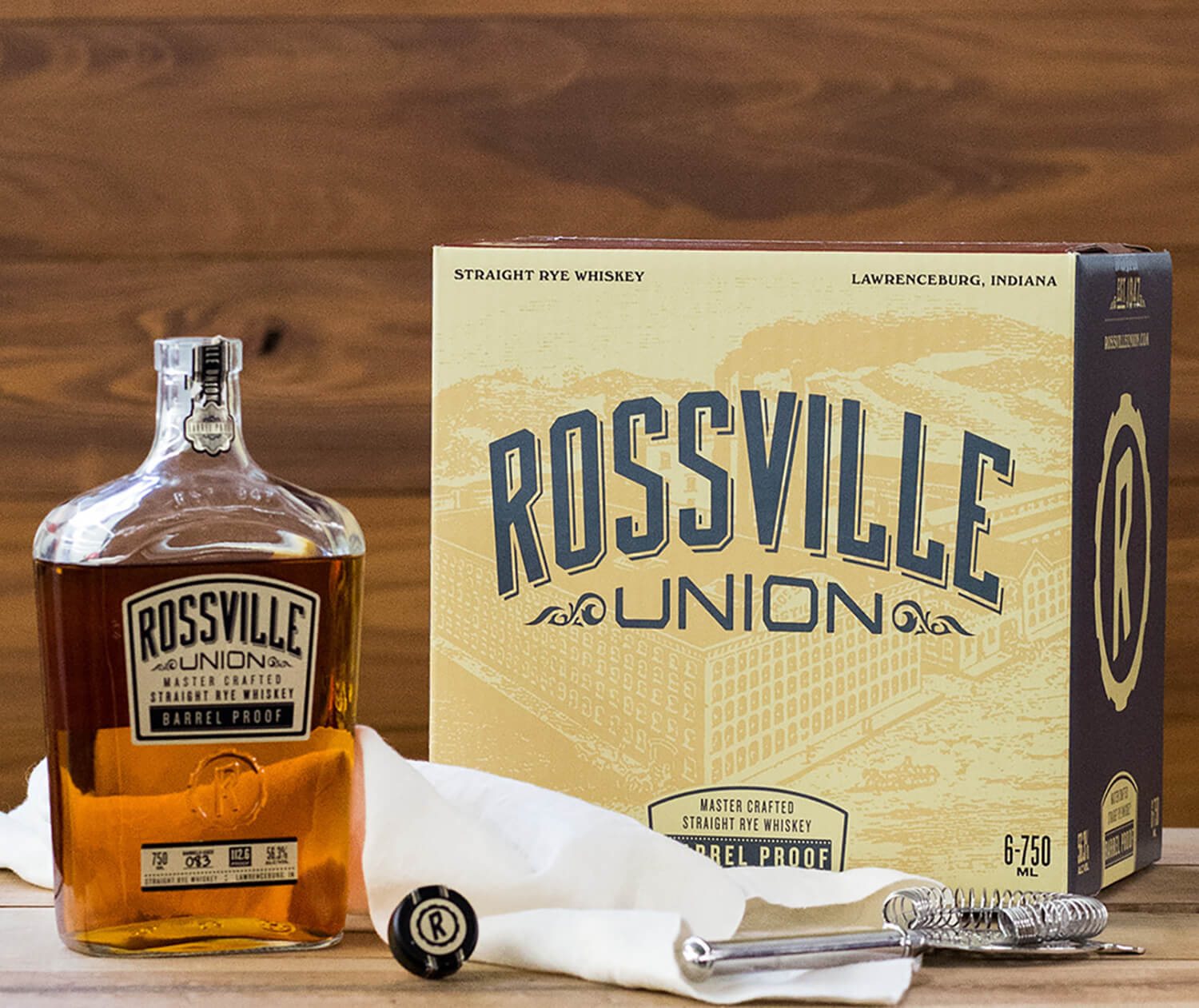 rossville barrell proof bottle and package design