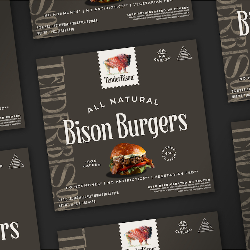 TenderBison Bison Burgers packaging