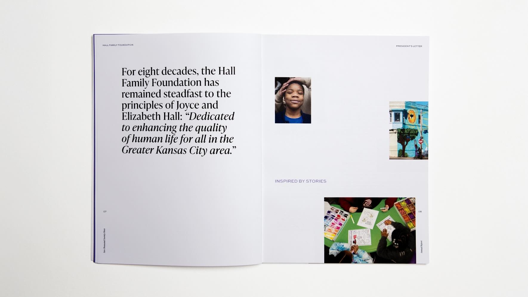 Hall Family Foundation's annual report spread