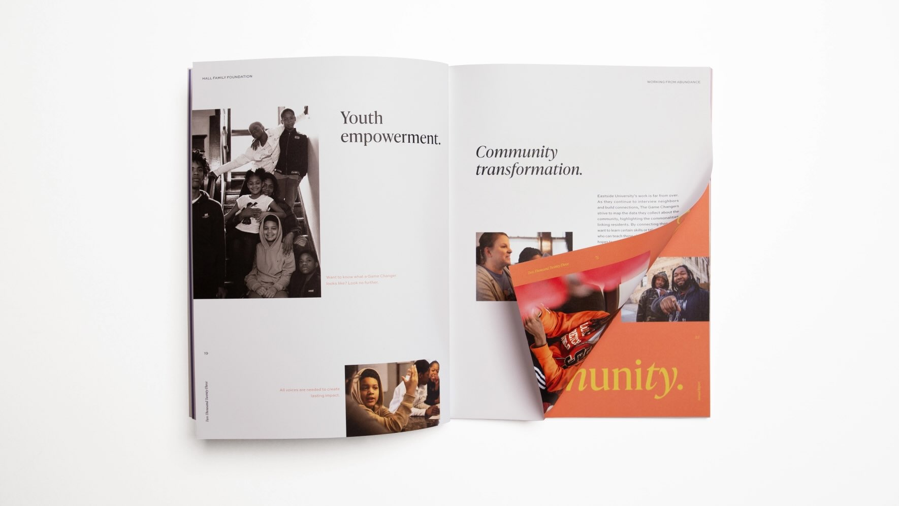 Hall Family Foundation's annual report open to interior page