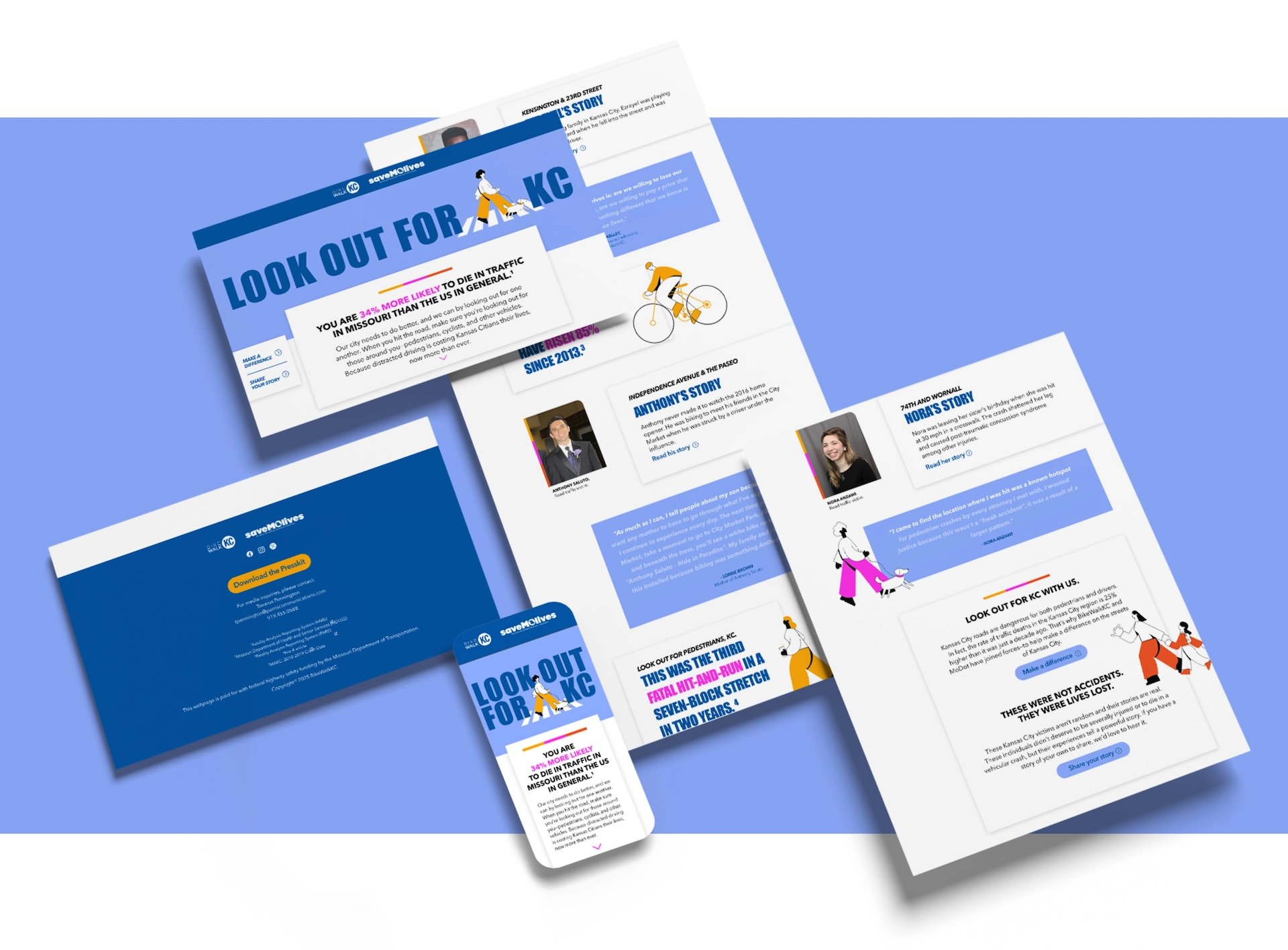 Collage of screenshots of LookOutForKC.org landing page on mobile and desktop