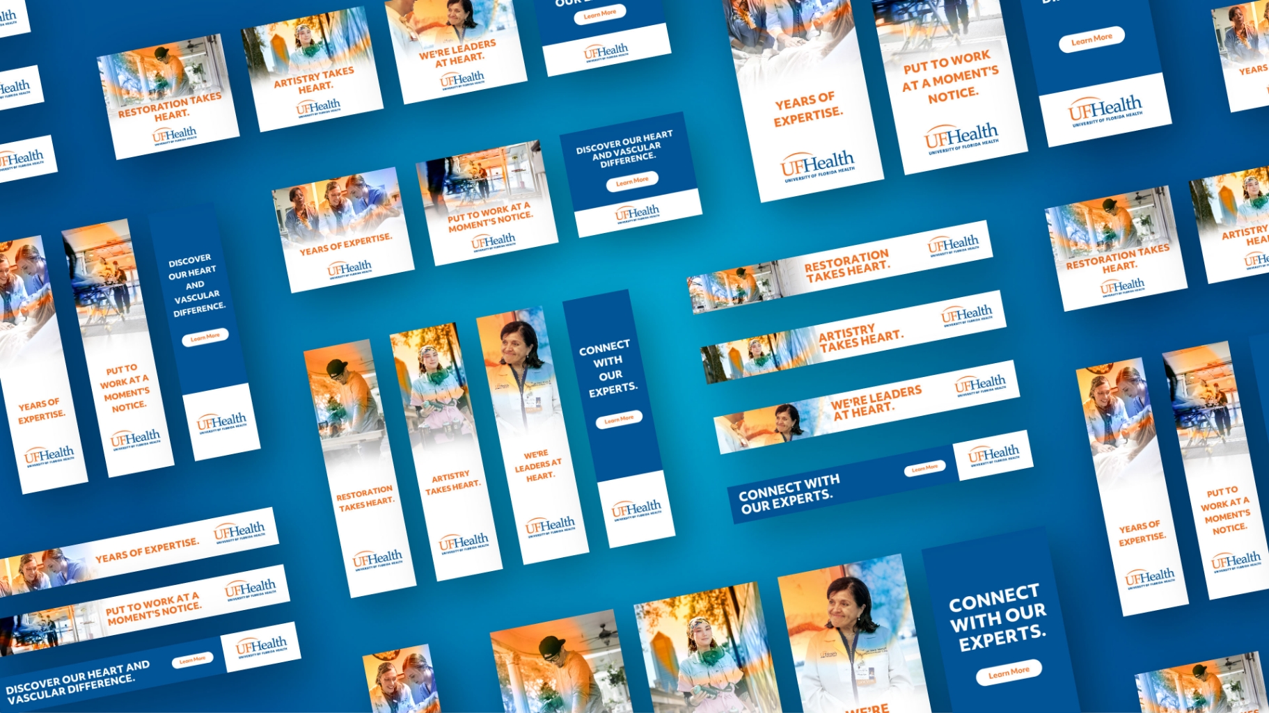 Collage of banner ads promoting UF Health heart and vascular program