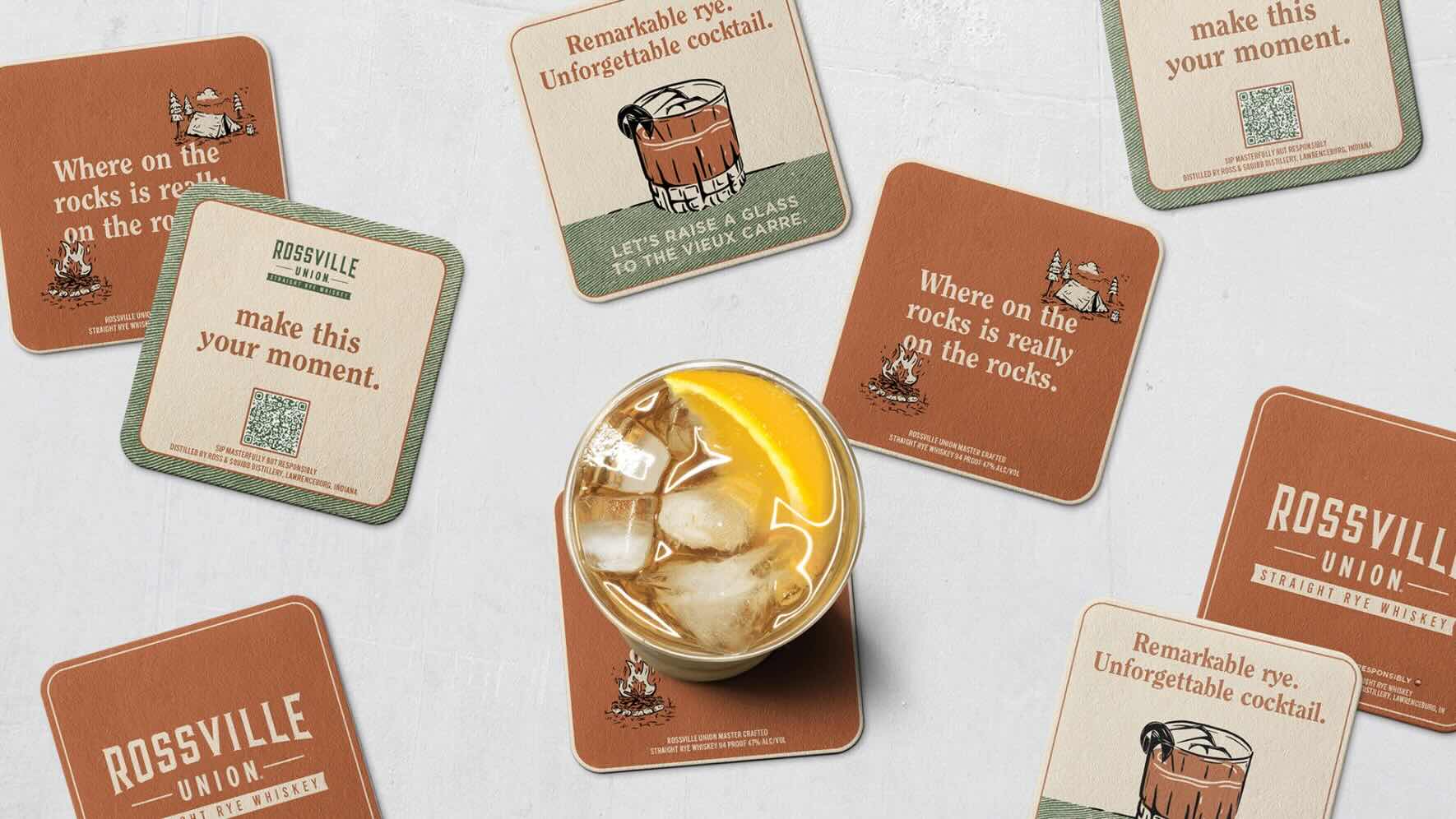 Rossville Union coasters with cocktail