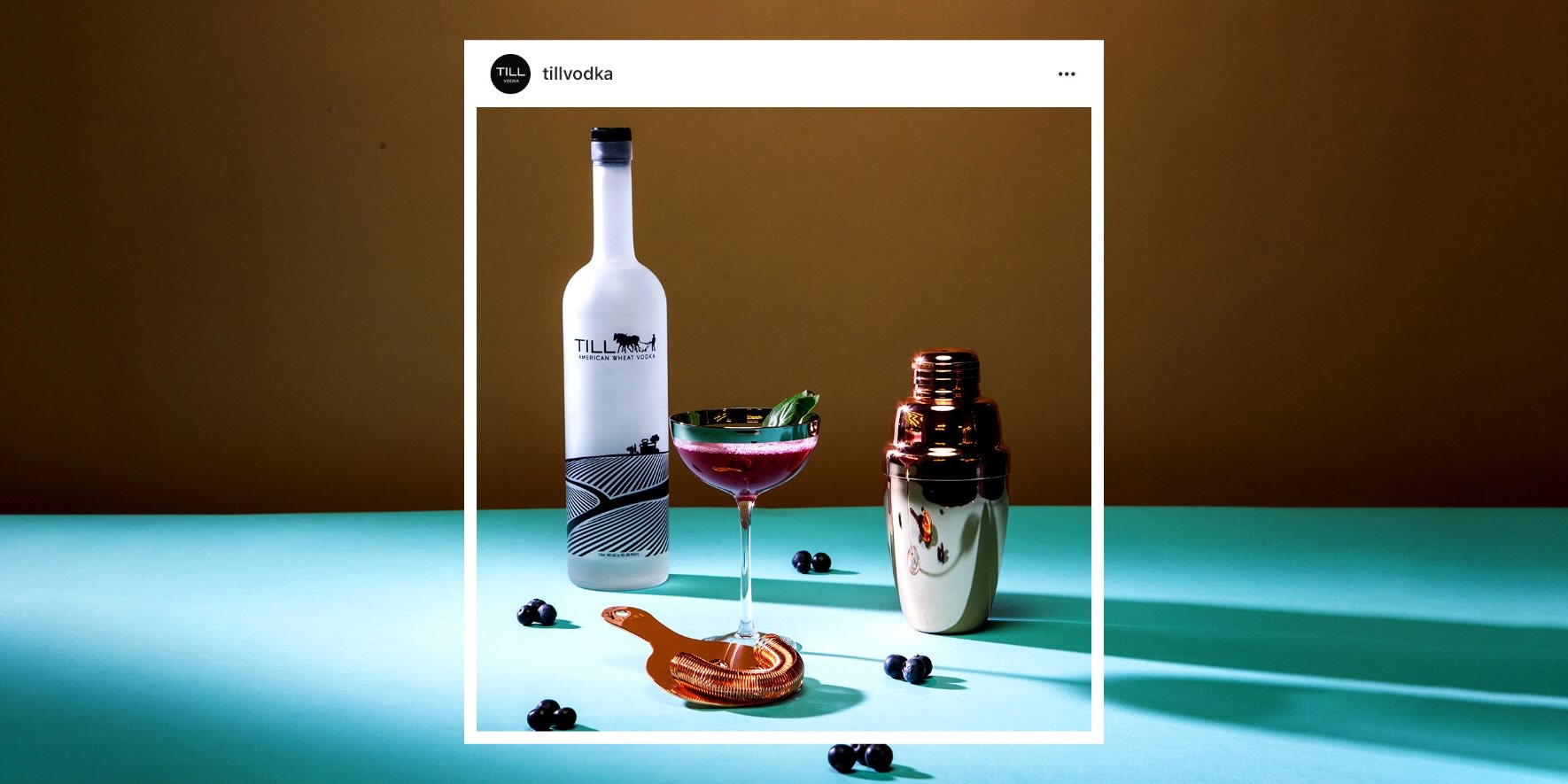 Instagram tile image with Till Vodka and blueberries