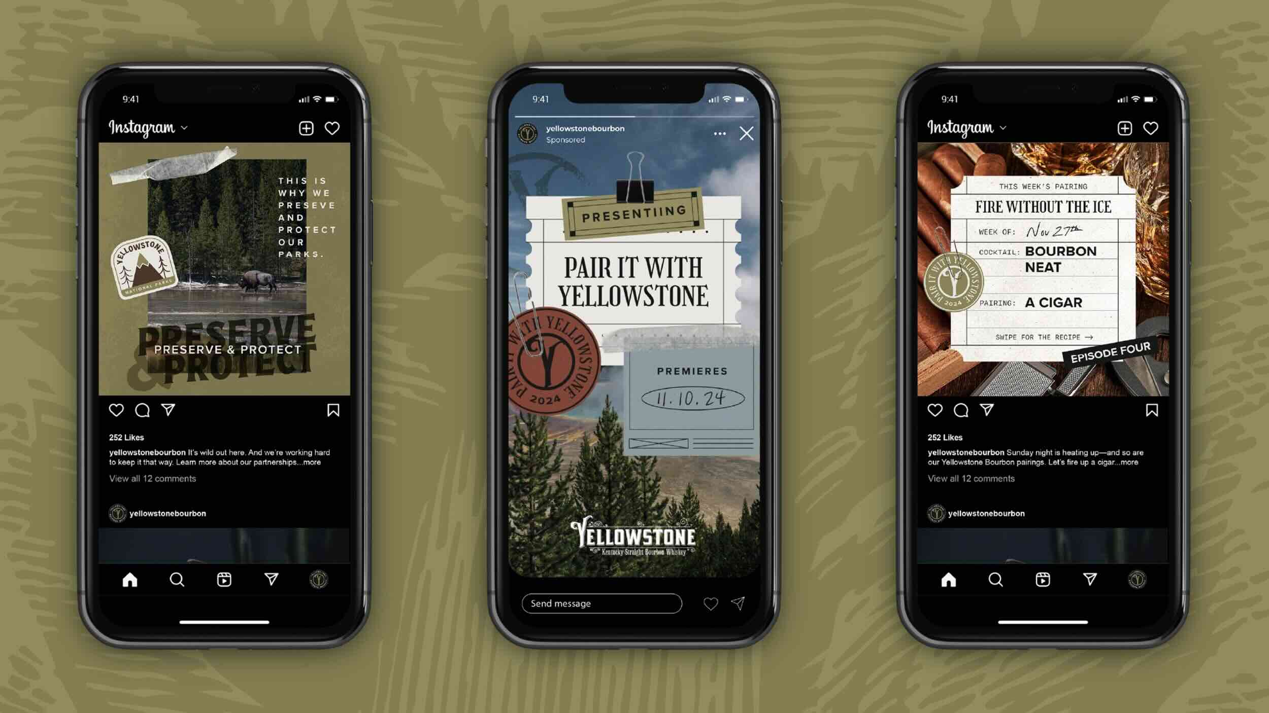 Cell phone with Instagram campaigns promoting Yellowstone