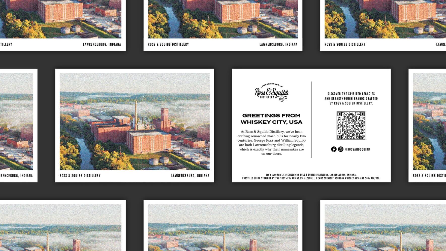 Grid of Ross & Squibb risograph postcards