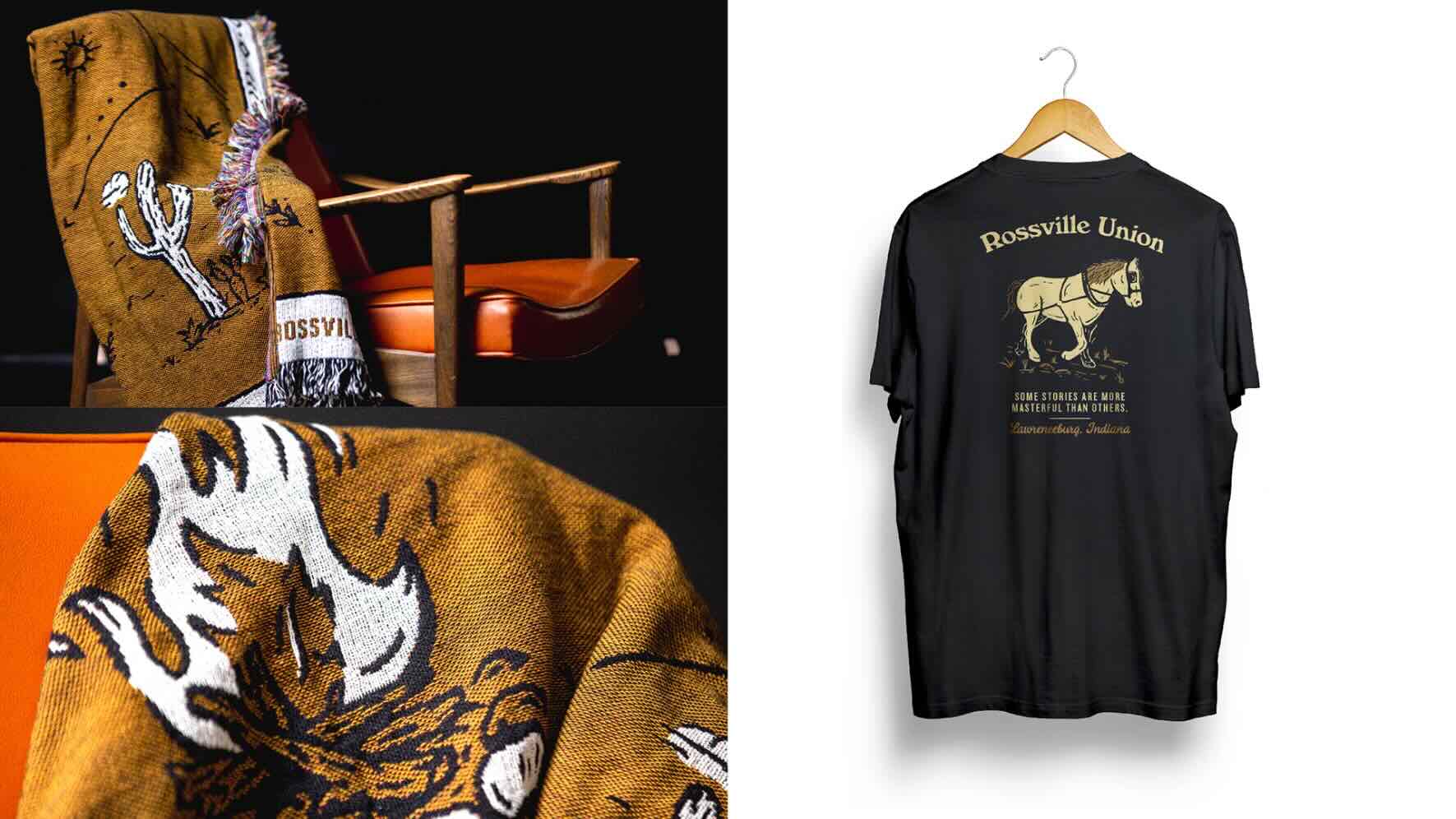 Rossville promotional blanket and t-shirt designs