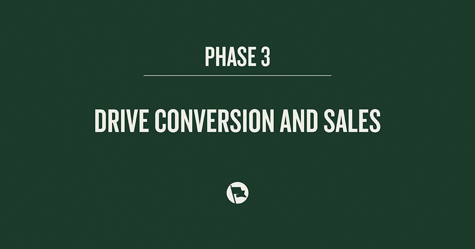 Dark green slide labeled ‘Phase 3: Drive conversion and sales