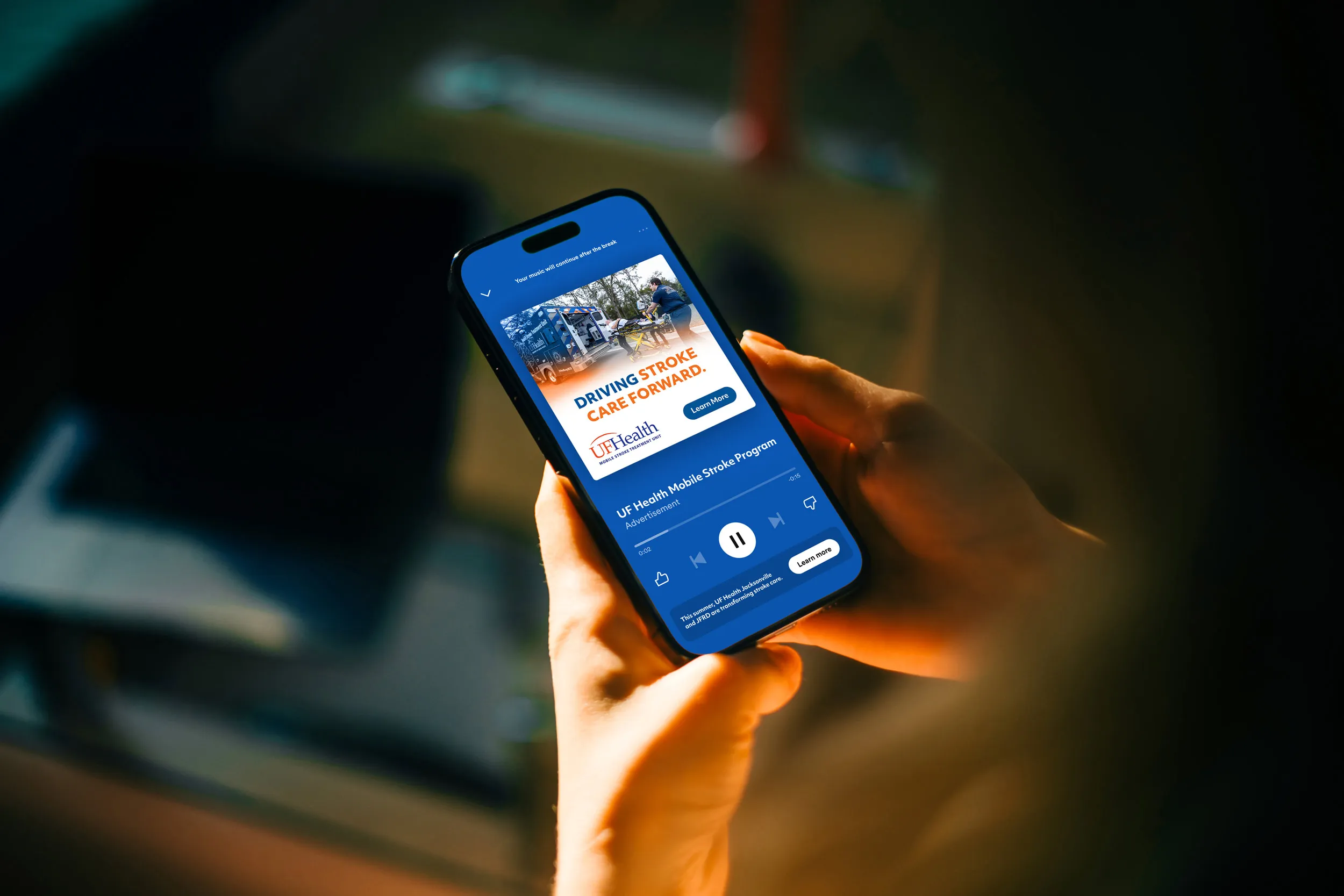 UF Health digital audio banner on Spotify